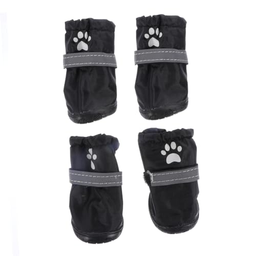 EXHUMKY 4 Stück Haustier wasserdichte Schuhe Hundestiefel wasserdichter Stiefel Haustier Stiefel hundeschuhe Schuhe für hundepfoten Outdoor-Schuhe Regenschuhe für Hunde Polyester Black von EXHUMKY