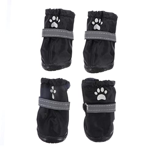 EXHUMKY 4 Stück Haustier wasserdichte Schuhe rutschfeste Hundestiefel rutschfeste Hundesocken hundeschuhe Dog Shoes reflektierende Schuhe für Haustiere Regenschuhe für Haustiere Polyester von EXHUMKY