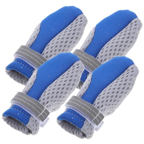 EXHUMKY 4 Stück Mesh-Schuhe Für Welpen Schützende Haustierschuhe Heimtierbedarf Hundestiefel Katzenschuhe Outdoor-Schuhe Für Haustiere Bequeme Hundeschuhe Atmungsaktives Netz Blue von EXHUMKY