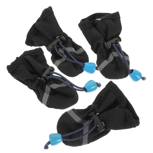 EXHUMKY 4 Stück wasserdichte Fußabdeckung Für Haustiere Hundegreifsocken Für Hartholzböden Outdoor-Schuhe Für Hunde Schuh Stiefel Große Hundeschuhe Schuhhund Pfotensocken Regen Stoff Black von EXHUMKY