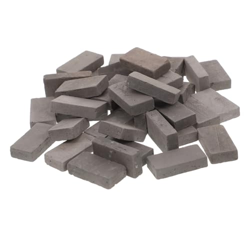 EXHUMKY 40st Mini-Steine Puppenhausbauzubehör Materialien Für Architekturmodelle Dioramenbedarf Betonblöcke Modellbaubedarf Ascheblock Dünner Ziegel DIY-Ziegel Roter Ton Gebrannt Dark Grey von EXHUMKY