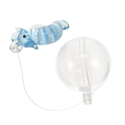 EXHUMKY Aquarium Dekoration Brunnen Fischklöße Luft Aquarienschloss Schüssel Panzer unterwasserwelt Seahorse bastelset basteln schwimmendes Seepferdchen Seepferdchen-Modelle Glas Sky-Blue von EXHUMKY