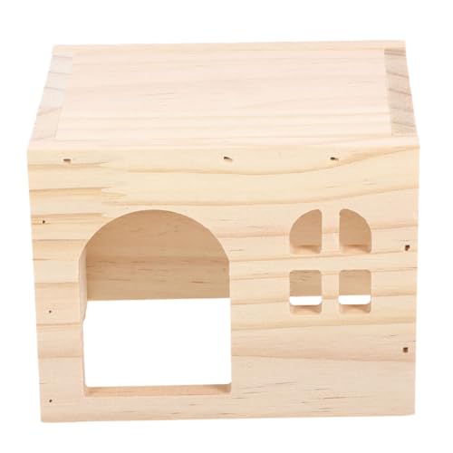 EXHUMKY Hamsterversteck Hamsterbett für Haustiere Hamstersprays Auto Ratten kleintierhaus Hamster zubehör Hamsterzubehör für Käfige kleines Hamsterhaus aus Holz hölzern von EXHUMKY