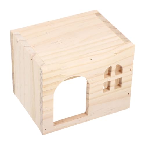 EXHUMKY Hamsterversteck Hamsterhaus Mini Hamsterzubehör Für Käfige Hamsterhäuser Verstecke Kleines Hamsterholzhaus Hamsterhäuser Und Verstecke Meerschweinchenspielzeug Hamsterspielzeug von EXHUMKY