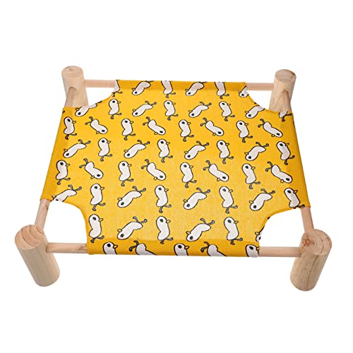 EXHUMKY Haustier Feldbett hundebett katzenbett dogbed Dog Bed cat Bed erhöhte Katze Haustier-Hängemattenbett Feldbett für kleine Haustiere Haustierbett aus Holzgestell Kiefernholz Yellow von EXHUMKY