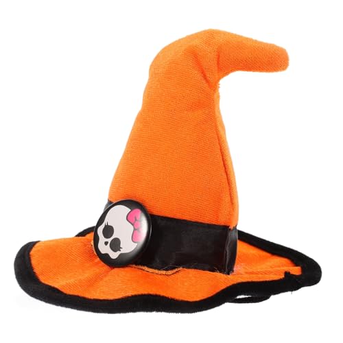 EXHUMKY Haustier Hut rosafarbener Cowboyhut Hundeträger Hundebandana Mütze Halloween-Haustierkostüm Katzenhut hundezubehör Haustier lustiger Hut Halloween-Katzen-Stirnband Samtstoff Orange von EXHUMKY