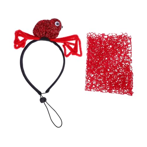 EXHUMKY Haustier-Lätzchen Kostüme Spinnenkostüm für Hunde Halloween-Haustierbandanas Partyzubehör für Hundegeburtstage Hundeleine Hundespinnen-Stirnband Hunde Spinnenbandanas Polyester rot von EXHUMKY