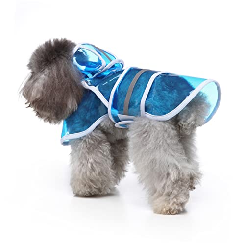 EXHUMKY Haustier Reflektierender Regenmantel Hunde-matschanzug Trockenmantel Für Hunde Hundeleine Regenstiefel Für Hunde Regenmantel-Hoodie Schlammanzug Für Hunde Dackel Regenjacke Blue von EXHUMKY