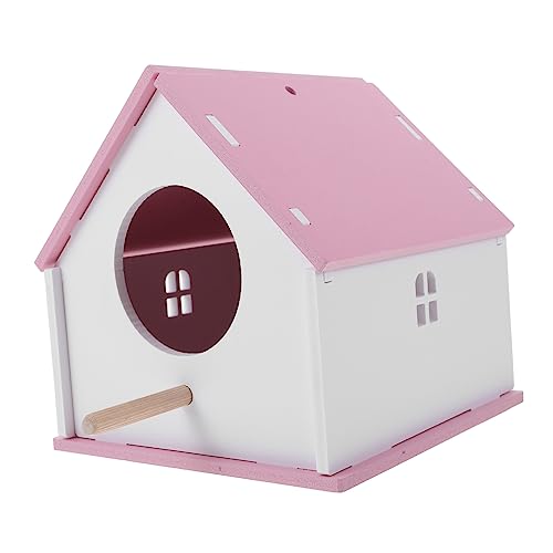 EXHUMKY Haustier Vogelnest Taubenhaus Kolibri-Vogelhaus Vogelfütterer Vogelfutterstange Vogelhausstange Bird Cottage Bird House vogelkäfig Futterhäuschen für Vögel Vogelfutterhaus PVC Rosa von EXHUMKY