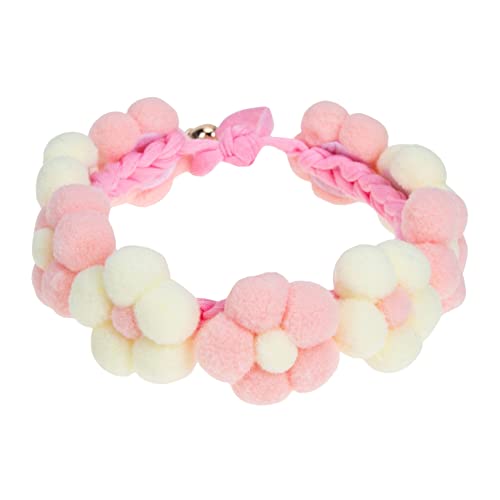 EXHUMKY Haustierhalsband Donut-Halsband Für Hunde Gestricktes Hundehalsband Hund Katze Blumen Hundehalsband Hundehalsband-zubehör Hundehalsband Mittel Katzenhalsband Garn Rosa von EXHUMKY