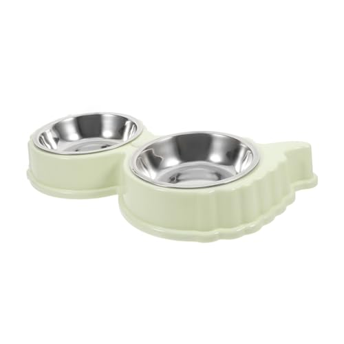 EXHUMKY Doppelter Futternapf Für Hunde Und Katzen Futter- Und Wassernapf-Set Ohne Boden Abs-Edelstahl Vielseitig Einsetzbar Für Haustiere von EXHUMKY