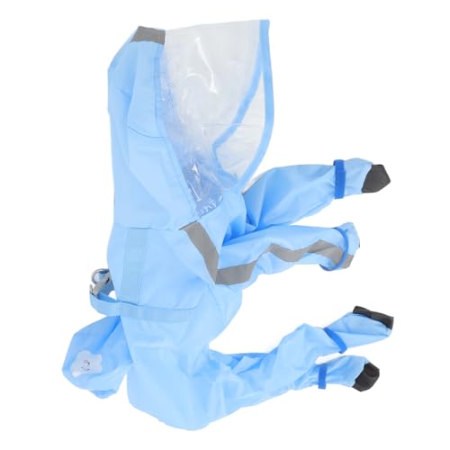 EXHUMKY Hund Regenmantel hunderegenjacke wasserdichter hundemantel Hundedecke Kühlung für Hunde Hunderegenmäntel für große Hunde Hunderegenmäntel für kleine Hunde Polyester-TAFT Sky-Blue von EXHUMKY