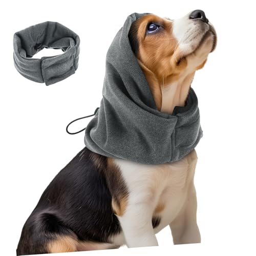 EXHUMKY Hundehalsband hundekleidung Hundemantel Hundeschutz für Ohren Hundehalswärmer Snood Ohrenschützer für Hunde im Winter Hundemützen, Ohrenschützer Hundehaube Polyester Dark Grey von EXHUMKY