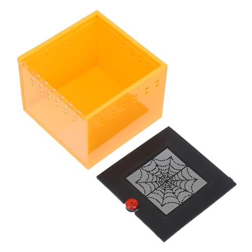 EXHUMKY Kasten Futterbox für Haustiere Spinnennetz Venom-Actionfigur Wärmelampenbirne Reptil Bausatz Schildkröte Insekten Box Spinnen Box Schneckengehege Spinnengehege Acryl Orange von EXHUMKY