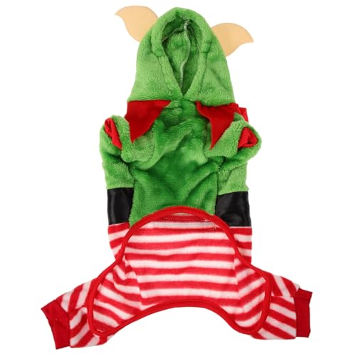 EXHUMKY -Kleidung Hund Weihnachtsmütze Santa Hundekostüm Süßes Hunde-Weihnachtsoutfit Halloween-Hundekostüme Hundeperücke Dackel warme Hundekleidung Wärmekleidung für Welpen Flanell von EXHUMKY