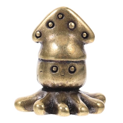 EXHUMKY Messingornamente Schreibtischornamente Tierfiguren Kleine Aquariendekorationen Miniaturmessingstatuen Vintage Tintenfischfiguren DIY Tierskulpturen Aquariumdekor Golden von EXHUMKY