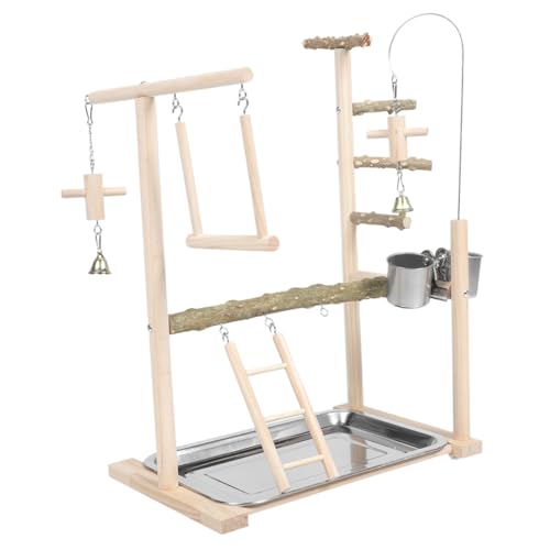 EXHUMKY Papageienständer Spielplatz, Papageien Übungsständer, Vogelständer Für Papageien, Vogelspielständer, Vogelsitzstangenständer, Vogelkäfig Holzständer, Papageiensitzstangen, von EXHUMKY