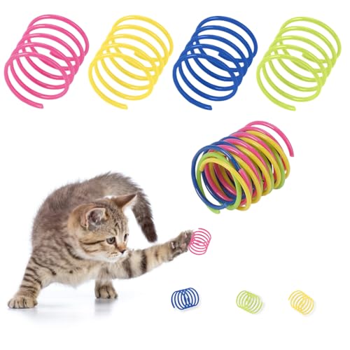 100 Stück Katzenspielzeug Spirale Set, Cat Spring Spielzeug,Kunststoffspiralfedern Interaktives Spielzeug, Breit Bunte Spiralfedern Katzenspielzeug für Katzen, Hunde, Haustiere Schlagen, Beißen, Jagen von EXIN DEHCEN