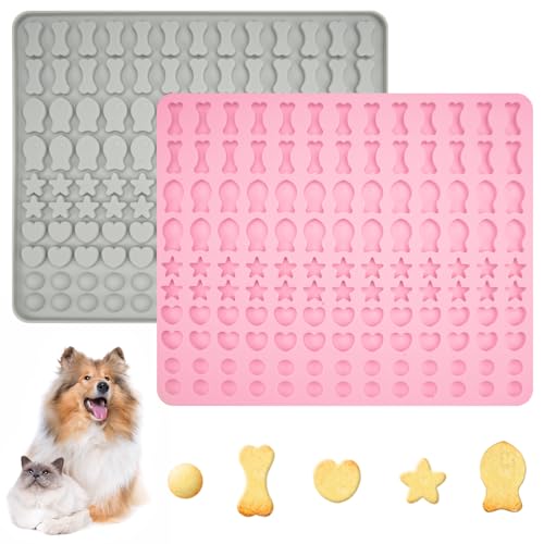 2 Stück Backmatte Hundekekse, Silikon Backmatte Hundeleckerli, Backmatten für Hundeleckerlies, Hundekekse Backform 130 Gitter, 5 Formen in 1, BPA-freie, für DIY Hundekekse und Leckerlis von EXIN DEHCEN