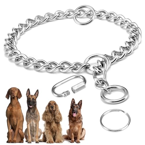 Kettenhalsband Hund, 55cm Hundehalsband Kette, Verstellbare Hundekette mit Sicherer Schnalle, Hunde Kette zum Hundetraining, Edelstahl Hundehalskette, Hundehalsband Aus Metall,für Hund Spazieren Gehen von EXIN DEHCEN