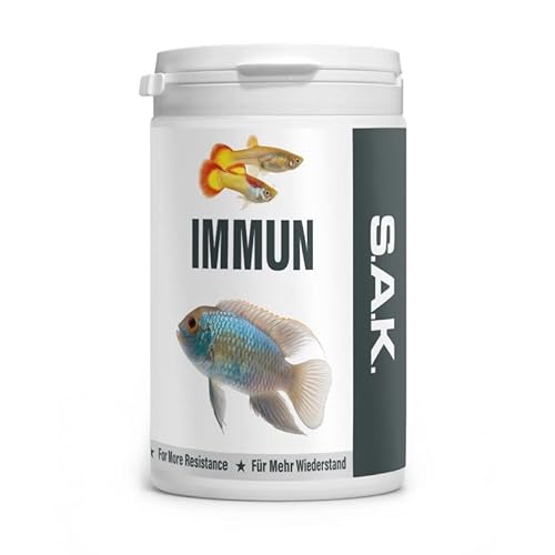 EXOT HOBBY - S.A.K. Immun - Alleinfuttermittel geeignet für alle Zierfischarten. Granulat 130 g (300 ml) Granulatgröße 2 Körnung 1.00-1.5 mm - Fischgröße 5-7 cm von EXOT HOBBY