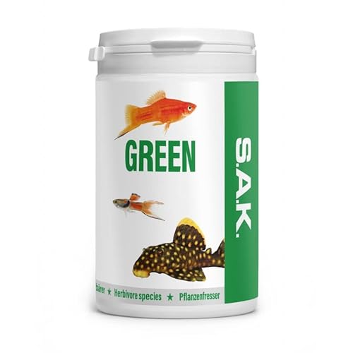 S.A.K. Green - Alleinfuttermittel für alle Zierfischarten, die einen Anteil an pflanzlichen Komponenten verlangen. Granulat 400 g (1000 ml) Granulatgröße 0 Körnung 0.04-0.6 mm - Fischgröße 2-3 cm von EXOT HOBBY