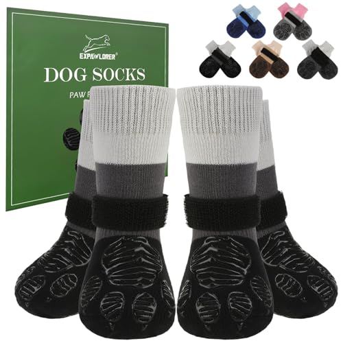 EXPAWLORER 2 Paar Hundesocken Anti-Rutsch doppelseitig zum Leckschutz mit verstellbaren Riemen für den Innenbereich, rutschfeste Hunde Socken Pfotenschutz Hund Verletzung Hundeschuhe, Schwarz XS EXPAWLORER 2 Paar Hundesocken Anti-Rutsch doppelseitig zum Leckschutz mit verstellbaren Riemen für den Innenbereich, rutschfeste Hunde Socken Pfotenschutz Hund Verletzung Hundeschuhe, Schwarz XS von EXPAWLORER