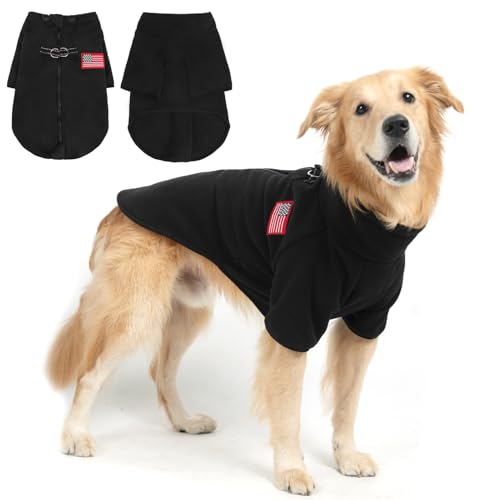 EXPAWLORER Fleece-Hundepullover mit doppeltem D-Ring, verstellbare warme Hundejacke, kaltes Wetter, Wintermantel für kleine, mittelgroße und große Hunde, Jungen und Mädchen von EXPAWLORER