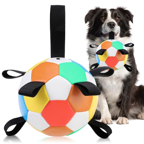 EXPAWLORER Hunde-Fußball-Spielzeug - Outdoor-Spielzeug für Hunde mit Gurten, langlebiges interaktives Hundespielzeug, Chewie-Hundeball, Wasserspielzeug für Welpen, kleine, mittelgroße und große Hunde von EXPAWLORER