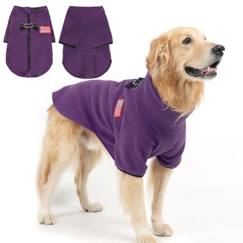 EXPAWLORER Hunde-Wintermantel – Polar-Fleece-Hundepullover mit doppeltem D-Ring, verstellbare warme Haustierjacke, kaltes Wetter, Kleidung für kleine, mittelgroße und große Hunde, Jungen und Mädchen von EXPAWLORER