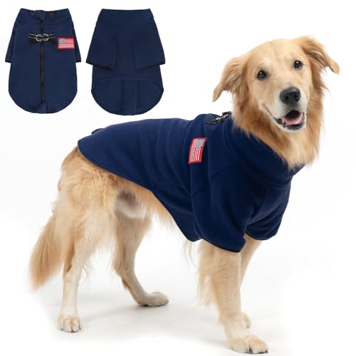 EXPAWLORER Hunde-Wintermantel – Polar-Fleece-Hundepullover mit doppeltem D-Ring, verstellbare warme Haustierjacke, kaltes Wetter, Kleidung für kleine, mittelgroße und große Hunde, Jungen und Mädchen von EXPAWLORER