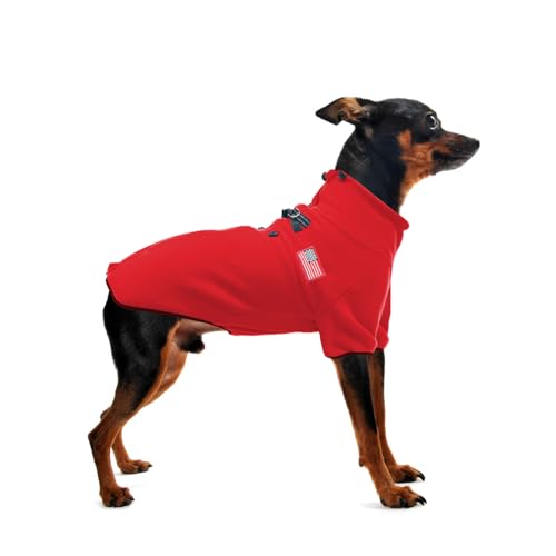 EXPAWLORER Hundemantel, Polar-Fleece, warme Winter-Hundekleidung mit doppeltem D-Ring, Reißverschluss, Hundemäntel für kaltes Wetter, winddicht, verstellbar, für kleine, mittelgroße und große Hunde, von EXPAWLORER