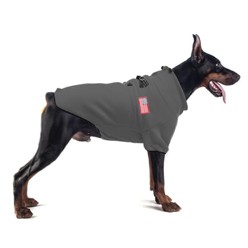 EXPAWLORER Hundemantel, Polar-Fleece, warme Winter-Hundekleidung mit doppeltem D-Ring, Reißverschluss, Hundemäntel für kaltes Wetter, winddicht, verstellbar, für kleine, mittelgroße und große Hunde, von EXPAWLORER