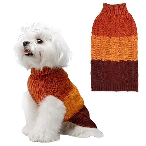 EXPAWLORER Hundepullover – Kleiner Hundepullover für Hunde, Mädchen, Jungen, klassischer Rollkragenpullover, Strickwaren, Hundekleidung für kaltes Wetter, Zopfstrick-Hundeoutfit,Mantel, von EXPAWLORER