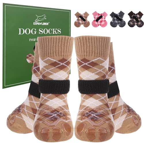 EXPAWLORER Hundesocken Anti Rutsch Leckschutz von Pfoten, doppelseitiger Rutschfester Pfotenschutz für Hartholzböden, Hunde Socken verletzung für alle Hunde, britischer Stil, Khaki L EXPAWLORER Hundesocken Anti Rutsch Leckschutz von Pfoten, doppelseitiger Rutschfester Pfotenschutz für Hartholzböden, Hunde Socken verletzung für alle Hunde, britischer Stil, Khaki L von EXPAWLORER