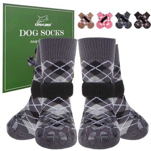 EXPAWLORER Hundesocken Anti Rutsch Leckschutz von Pfoten, doppelseitiger Rutschfester Pfotenschutz für Hartholzböden, Hunde Socken verletzung für alle Hunde, britischer Stil, Schwarz S EXPAWLORER Hundesocken Anti Rutsch Leckschutz von Pfoten, doppelseitiger Rutschfester Pfotenschutz für Hartholzböden, Hunde Socken verletzung für alle Hunde, britischer Stil, Schwarz S von EXPAWLORER