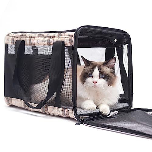 EXPAWLORER Katzentragetaschen für große Katzen 9 kg – weiche Seiten, mittelgroße Katzen unter 11,3 kg, Top Load Pink Pet Carrier Fit 2 Cats Small Dogs, Airline Approved Pet Travel Bag von EXPAWLORER