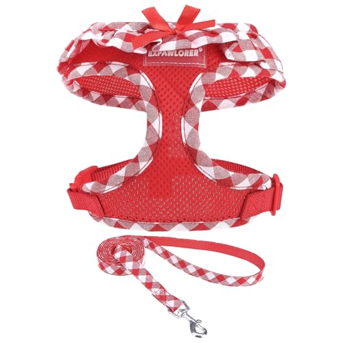 EXPAWLORER Niedliches Hundegeschirr und Leine, kariert, leicht verstellbar, kein Würgen, leicht, atmungsaktiv, für Welpen, kleine Hunde, Katzen, Spaziergänge im Freien, Größe XS EXPAWLORER Niedliches Hundegeschirr und Leine, kariert, leicht verstellbar, kein Würgen, leicht, atmungsaktiv, für Welpen, kleine Hunde, Katzen, Spaziergänge im Freien, Größe XS von EXPAWLORER