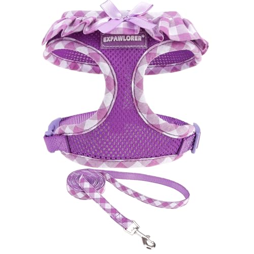 EXPAWLORER Niedliches Hundegeschirr und Leine, kariertes Design, leicht verstellbar, kein Würgen, leicht, atmungsaktiv, für kleine und mittelgroße Hunde, zum Spazierengehen im Freien, Größe M, Violett EXPAWLORER Niedliches Hundegeschirr und Leine, kariertes Design, leicht verstellbar, kein Würgen, leicht, atmungsaktiv, für kleine und mittelgroße Hunde, zum Spazierengehen im Freien, Größe M, Violett von EXPAWLORER