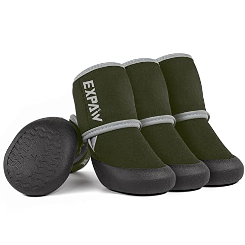 EXPAWLORER Rutschfeste Hundeschuhe für heißen Gehweg, wasserdichte Stiefel, Pfotenschutz, Hitzeschutz, reflektierende Streifen, robuste Gummisohle für Outdoor-Wandern, Spazierengehen von EXPAWLORER