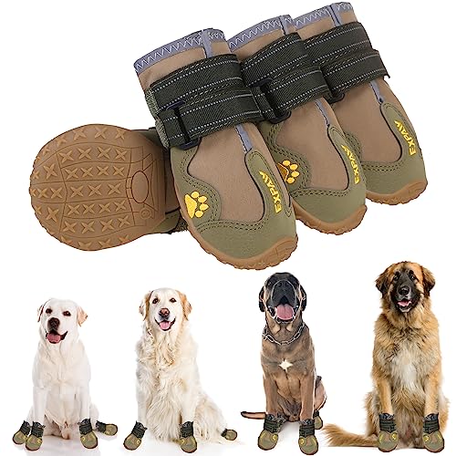 EXPAWLORER Rutschfeste Hundeschuhe – 4 Stück wasserdichte Hundeschuhe mit reflektierenden Riemen für Outdoor-Wandern, Hundepfotenschutz für heißen Gehweg, Winter, Schnee, rutschfeste Hundeschuhe für von EXPAWLORER