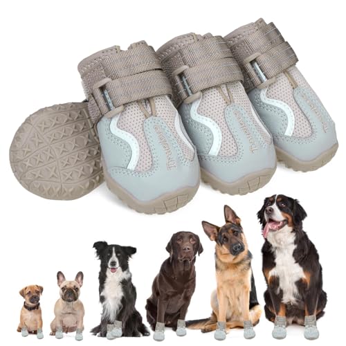 EXPAWLORER Rutschfeste Hundeschuhe – atmungsaktive Netz-Hundeschuhe und Pfotenschutz mit reflektierenden Riemen für kalte/heiße Pflastersteine, Hartholzböden, Hundestiefel für kleine, mittelgroße und von EXPAWLORER