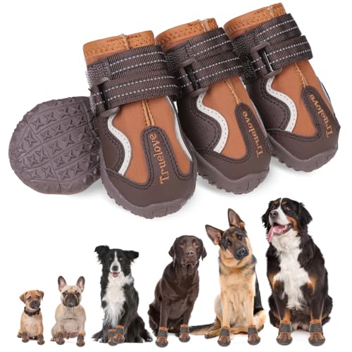 EXPAWLORER Rutschfeste Hundeschuhe – wasserdichte Hundeschuhe und Pfotenschutz mit reflektierenden Riemen für den Außenbereich, kalt/heißen Gehweg, Hartholzböden, Winterstiefel für kleine, mittelgroße von EXPAWLORER