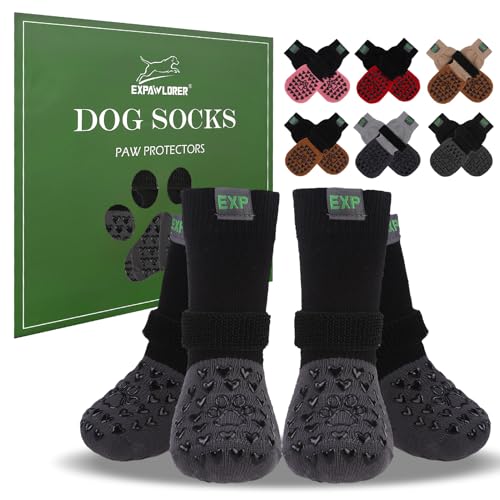 EXPAWLORER Rutschfeste Hundesocken, um das Lecken von Pfoten zu verhindern – Hundestiefel und Pfotenschutz für den Winter, Hundeschuhe für Hartholzböden, Hundeschuhe für kalte/heiße Gehwege, kleine EXPAWLORER Rutschfeste Hundesocken, um das Lecken von Pfoten zu verhindern – Hundestiefel und Pfotenschutz für den Winter, Hundeschuhe für Hartholzböden, Hundeschuhe für kalte/heiße Gehwege, kleine von EXPAWLORER
