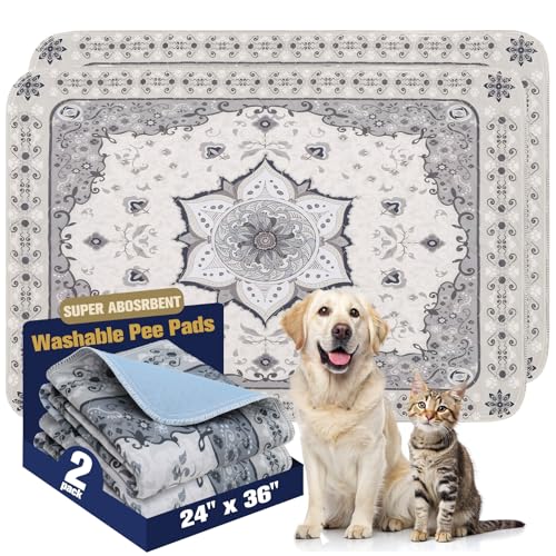 EXPAWLORER Waschbare Urinierunterlagen für Hunde – 2 Stück, wasserdicht und auslaufsicher, wiederverwendbar, Welpen-Trainingspad, rutschfeste Töpfchenunterlagen für Boden, Kiste, Couch, Wurfmatte EXPAWLORER Waschbare Urinierunterlagen für Hunde – 2 Stück, wasserdicht und auslaufsicher, wiederverwendbar, Welpen-Trainingspad, rutschfeste Töpfchenunterlagen für Boden, Kiste, Couch, Wurfmatte von EXPAWLORER