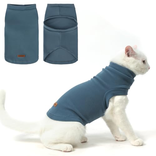 EXPAWLORER Weicher Katzenpullover – Katzenpullover nur für Katzen, warme Katzenkleidung, Herbst- und Wintermantel, Pullover-Design, Fleece-Sweatshirt, Kleidung auch für Welpen, kleine Hunde, Blau, von EXPAWLORER