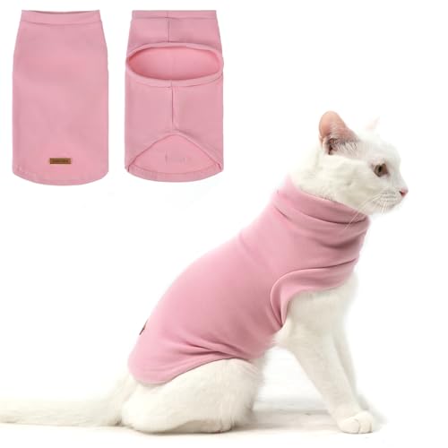 EXPAWLORER Weicher Katzenpullover – Katzenpullover nur für Katzen, warme Katzenkleidung, Herbst- und Wintermantel, Pullover-Design, Fleece-Sweatshirt, Kleidung auch für Welpen, kleine Hunde, Rosa, von EXPAWLORER