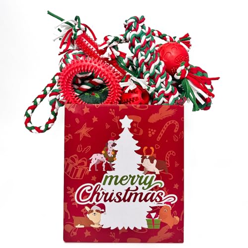 EXPAWLORER Weihnachts-Hundespielzeug, Großpackung, 15 Stück, Hundespielzeugbox, langlebig, quietschendes Seilballspielzeug, unzerstörbares Gummi-Kauspielzeug, interaktives Spielzeug für alle Rassen, EXPAWLORER Weihnachts-Hundespielzeug, Großpackung, 15 Stück, Hundespielzeugbox, langlebig, quietschendes Seilballspielzeug, unzerstörbares Gummi-Kauspielzeug, interaktives Spielzeug für alle Rassen, von EXPAWLORER