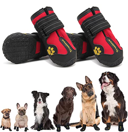 Expawlorer Rutschfeste Hundeschuhe für große Hunde, Hundeschuhe für den Winter mit robuster Sohle und reflektierendem Riemen, wasserdichte Regenstiefel, Hundepfotenschutz für kalte/heiße Gehwege, von EXPAWLORER