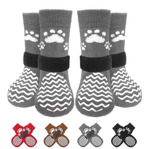 Rutschfeste Hundesocken mit Greifern für Hartholzböden, Hundeschuhe für heiße/kalte Gehwege, Stiefel und Pfotenschutz, um Lecken zu verhindern, Traktionsschuhe für ältere kleine, große Hunde Rutschfeste Hundesocken mit Greifern für Hartholzböden, Hundeschuhe für heiße/kalte Gehwege, Stiefel und Pfotenschutz, um Lecken zu verhindern, Traktionsschuhe für ältere kleine, große Hunde von EXPAWLORER